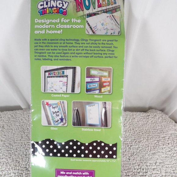 Teacher Created Resources Clingy Thingies Blac Polka Dots Borders - Picture 2 of 5